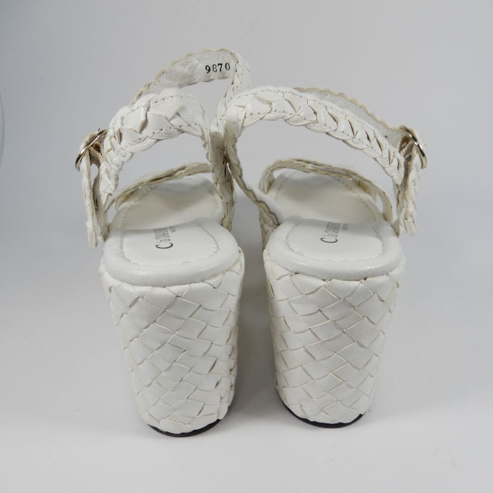 La Canadienne Prevost Platform SANDALS Size EU 40 9.5 Woven White Leather NEW - Picture 10 of 16
